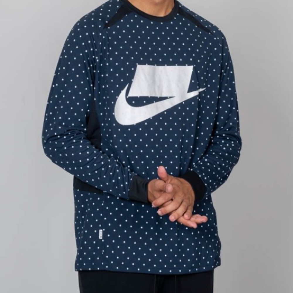Nike Shirt Men’s Size Medium Blue Polka Dot NSW Running Performance Sportswear
